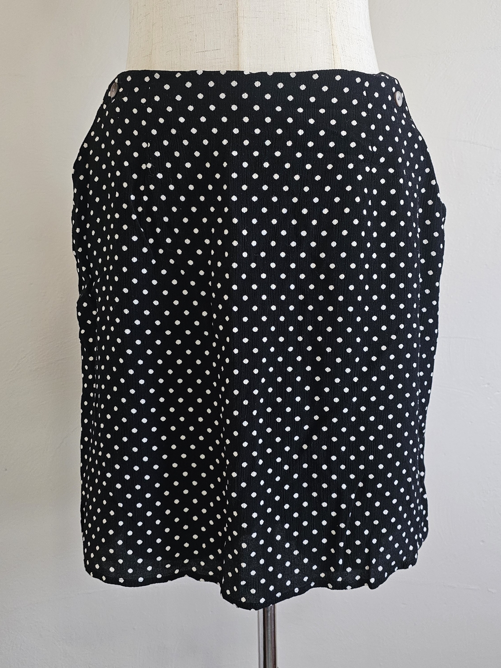 Valerie Stevens Black and White Polka Dot Mini Skirt Sz M